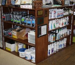Sales Counter with Cleaning Supplies & Installation Products