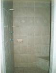 Shower with Soap Dish, Corner Shelf and Corner Bench
